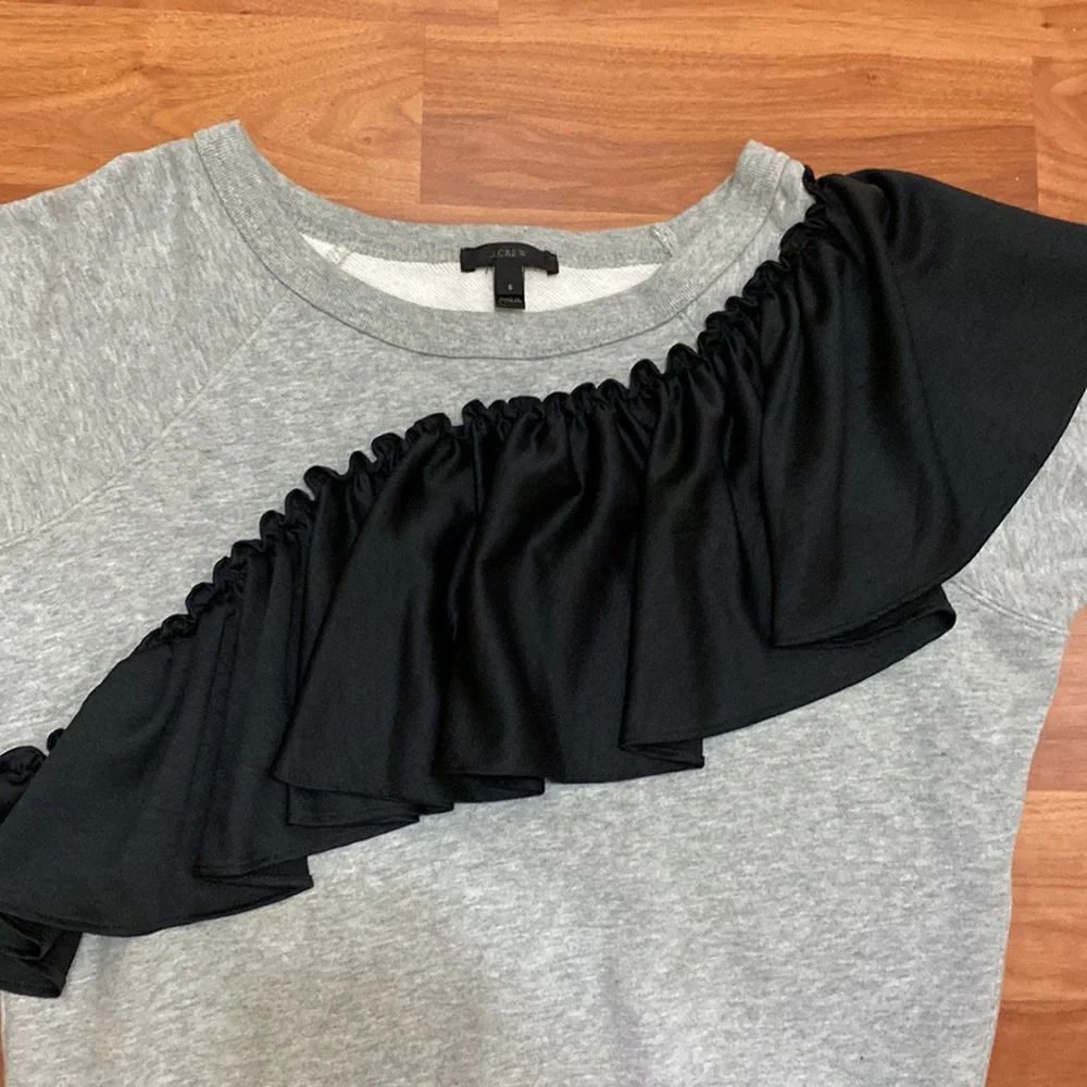 J. Crew Asymmetrical Ruffle Sweatshirt